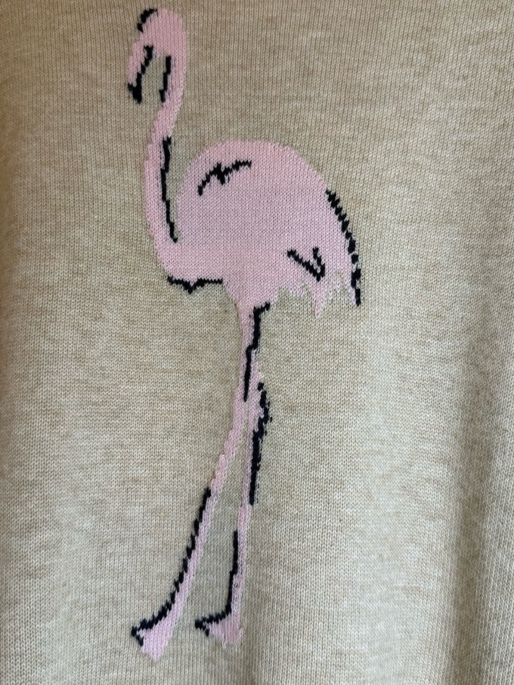Vineyard Vines Beige Sweater with Pink Flamingo